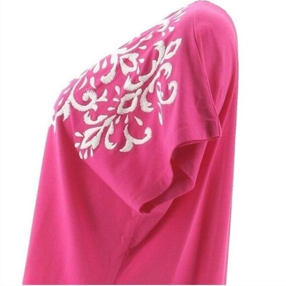 💥Susan Graver Cotton Model Top with texture print XS short sleeve - Picture 3 of 11